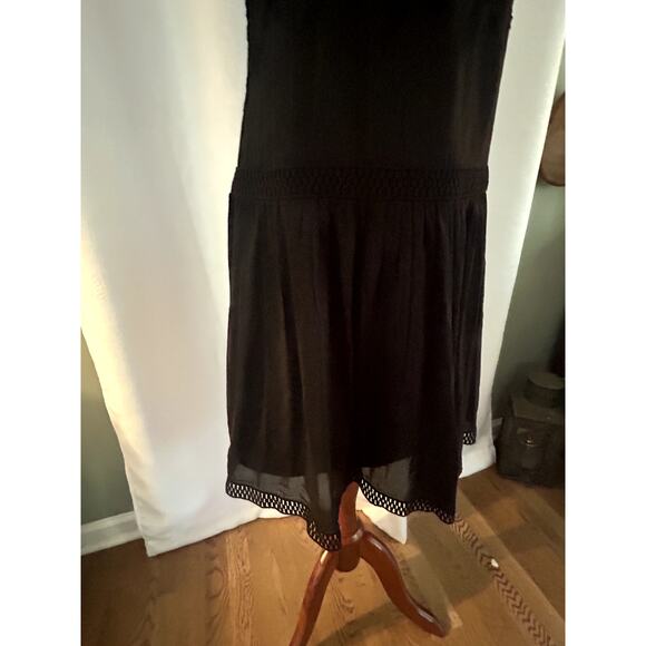 Ann Taylor Drop Waist Midi Dress Black Eyelet Silk Gatsby Dress Sz 4 - Picture 8 of 14